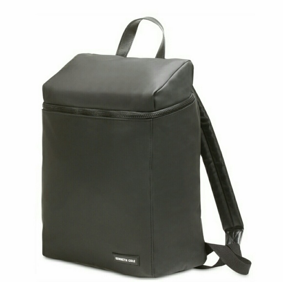 🆕Kenneth Cole Logo-Embellished Black Backpack - Picture 1 of 7